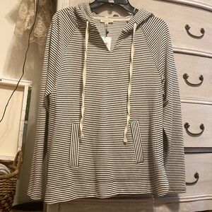 Small navy and white cotton bleu striped hoodie